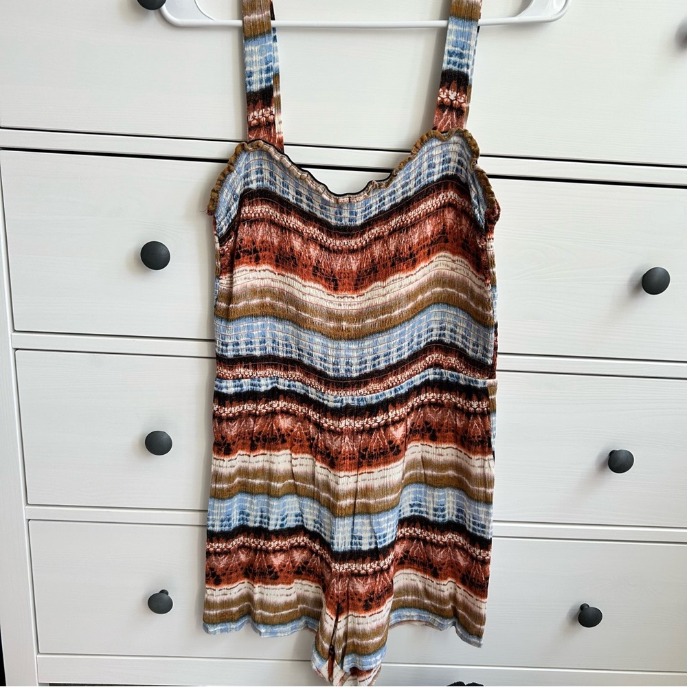 Gypsies & Moondust Earthy Tones Striped Romper